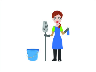 lady house Cleaning service logo design EPS - 10 