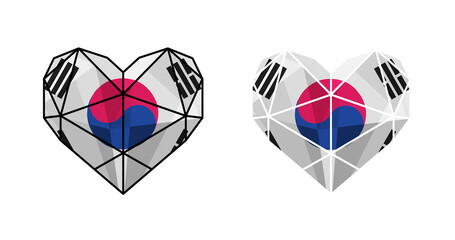 Bright modern heart in colors of national flag. National clip art. Korea South
