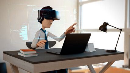 The business man virtual reality conference with Virtual glasses accessories.