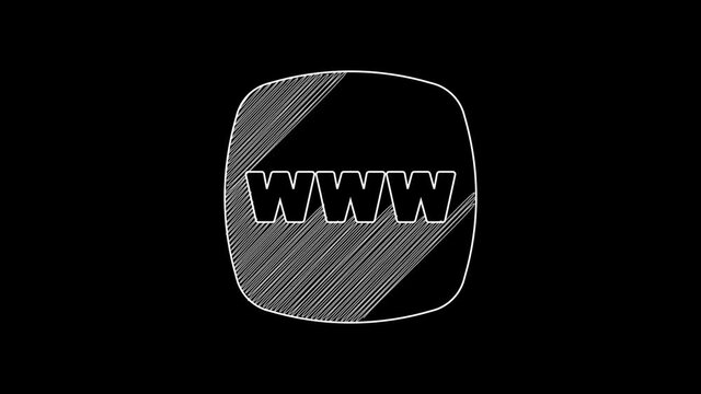 White line Website template icon isolated on black background. Internet communication protocol. 4K Video motion graphic animation