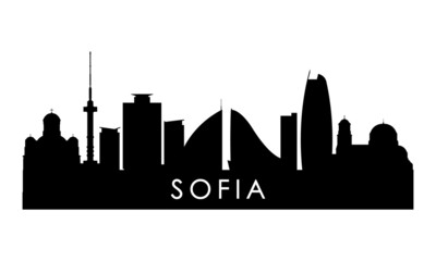 Obraz premium Sofia skyline silhouette. Black Sofia city design isolated on white background.