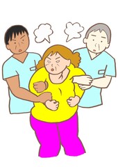 躁状態　精神科看護師に両腕を押さえられる女性