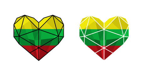 Bright modern heart in colors of national flag. National clip art. Lithuania