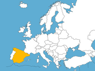 France sketch of political map of Europe with blue sea
