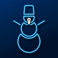 snowman neon sign, modern glowing banner design, colorful modern design trend. Vector illustration.