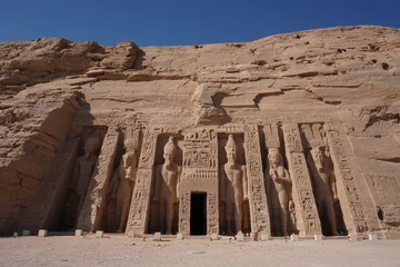 Foto op Plexiglas The spectacular front of the Temple of Hathor and Nefertari at Abu Simbel © anja