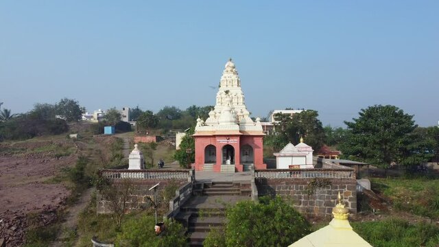 Aerial view of a Hindu Temple at Tulapur near Pune India.