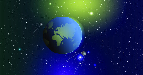 Planet Earth in space. Vector illustration