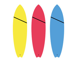 Colorful surfboards as vector graphics