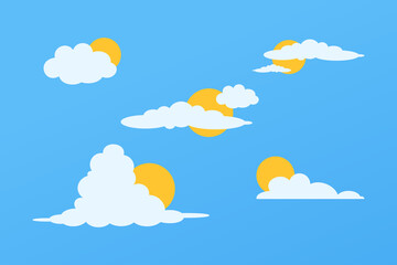 Sun and cloud vector. cloud covered sun