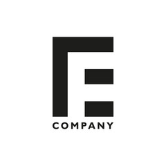 Abstract Initial Letter F or A or E Logo. Letter E, F and A on Black Square isolated on White Background. Flat Vector Logo Design Template Element.
