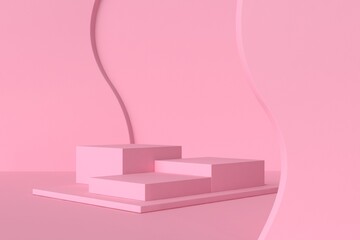 Abstract minimal scene, pink color design for cosmetic or product display podium 3d render.
