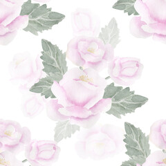 Delicate pink roses . Watercolor illustration for invitations, congratulations, design.  Seamless pattern.