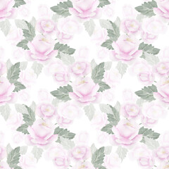 Delicate pink roses . Watercolor illustration for invitations, congratulations, design.  Seamless pattern.