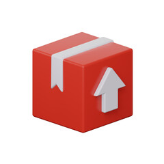 delivery box icon with arrow direction logo ready to ship for delivery service 3D illustration rendering