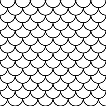 Scale seamless pattern. Fish background. Repeated pattern skin tail mermaid. Repeating scaled dragon or scallop texture. Squama shape printsnake. Fishscale element. Design prints. Vector illustration