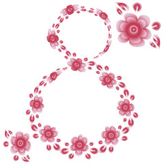 happy March 8, International Women Day. Design element of books, notebooks, postcards, interior items. Congratulation