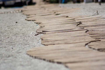 Boardwalk for the hot sand in Crete.