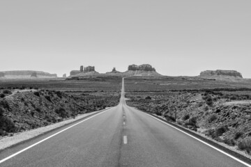 Road to Monument valley in black and white © Babs