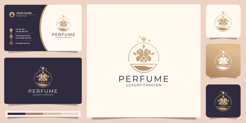 Luxury design for perfume logo template. logo for salon, beauty, skin care, with business card.
