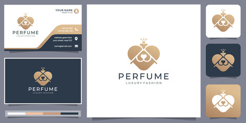 abstract Perfume spray bottle design template creative love style concept and business card design.