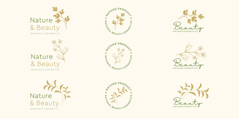 beauty & nature logo design inspiration . logo for skin care, cosmetic, fashion, retro, vintage.