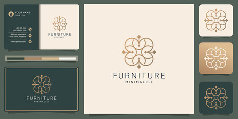minimalist furniture logo template.creative of simple shape linear style interior design inspiration