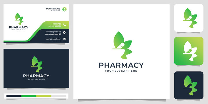 modern mortar and pestle with leaf leaves for herbal medicine logo in negative space concept.