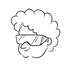 Funny head hand draw