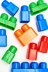 Toy building blocks isolated on white background