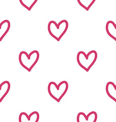 Seamless pattern with red hearts and the inscription love you. Decorative elements backdrop