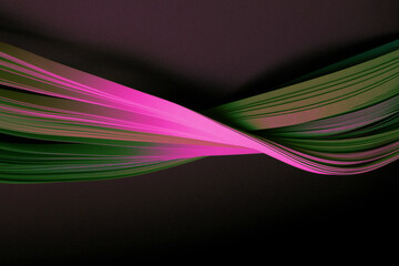 Black and neon ultraviolet Color strip wave paper. Abstract texture horizontal background.