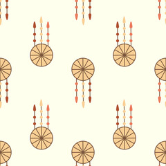 Hand drawn seamless pattern with native american dreamcatcher.