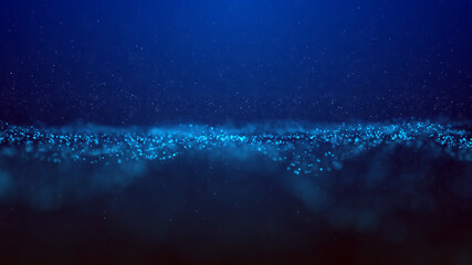 Abstract background with particles waves