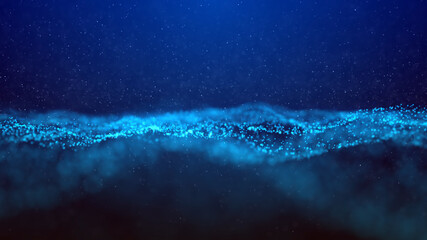 Abstract background with particles waves