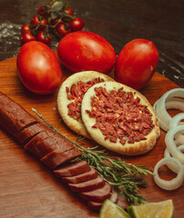 spit of meat and bacon ( Esfirra de Carne e Bacon)