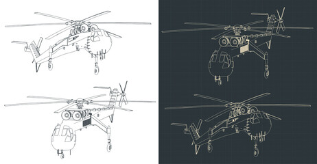 Crane helicopter drawings © blacklight_trace