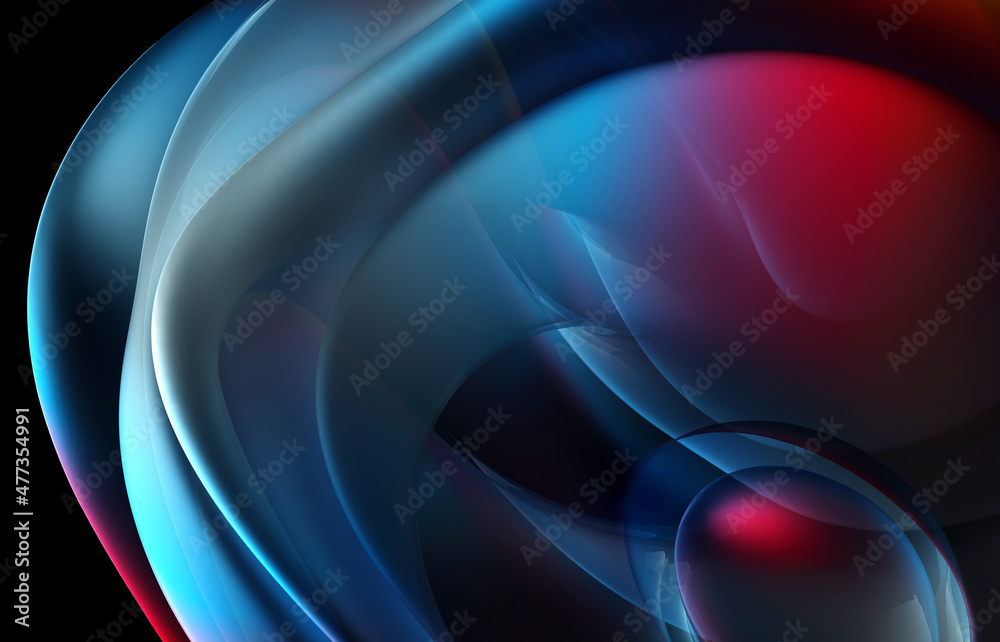 Wall mural 3d render of abstract art 3d background with part of surreal alien flower in curve round wavy elegan