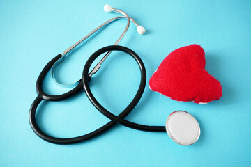 National american flag and heart. american heart month in February