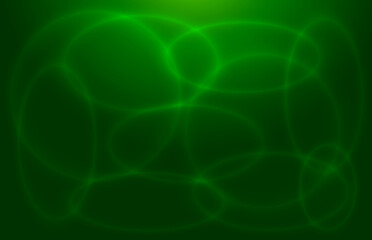 Abstract green background with glow. Reflections of light. Shining ellipses. Vector