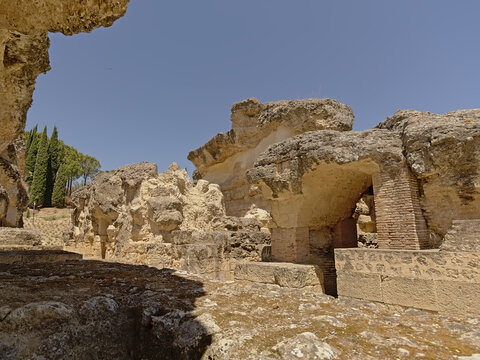 Detail Of The Ruin Of Roman Amphitheatre At Italica, Roman City In The Province Of Hispania Baetica
