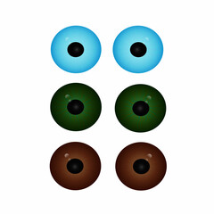 Realistic pupil or iris of different eye colors.  set of realistic vector illustration isolated on a white background