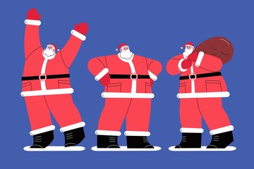 hand drawn flat santa claus characters collection abstract design vector illustration