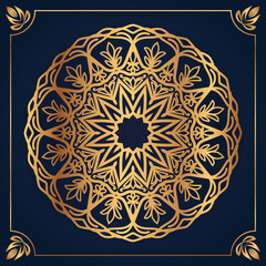 Mandala design arabis Islamic style background gold color premium vector