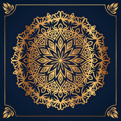 Mandala design arabis Islamic style background gold color premium vector