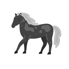 Obraz na płótnie Canvas Cute grey spotted horse in cartoon style. Vector flat illustration