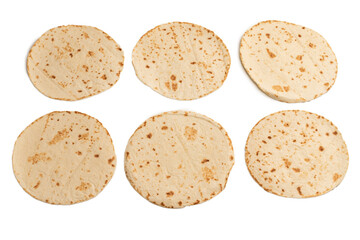 Grilled pitta bread isolated on white background.