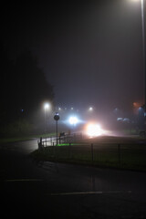 Street lights, foggy misty night