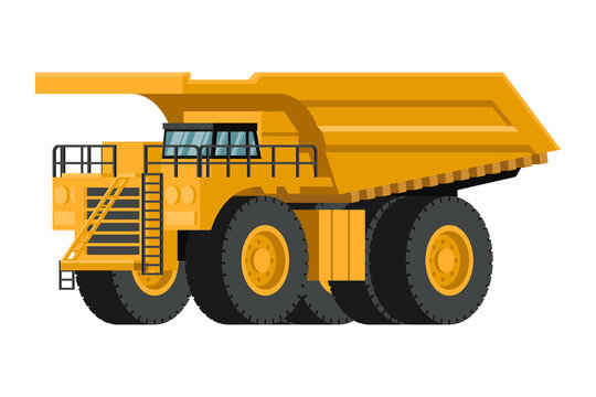 3d yellow mining truck heavy machinery background
