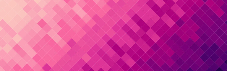 Abstract pink and purple gradient mosaic banner background. Vector illustration.